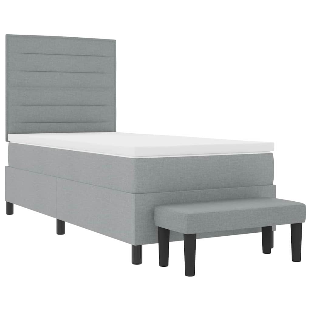 Krevet s opruga kutije Svijetlo siva 100 x 200 cm tkanina