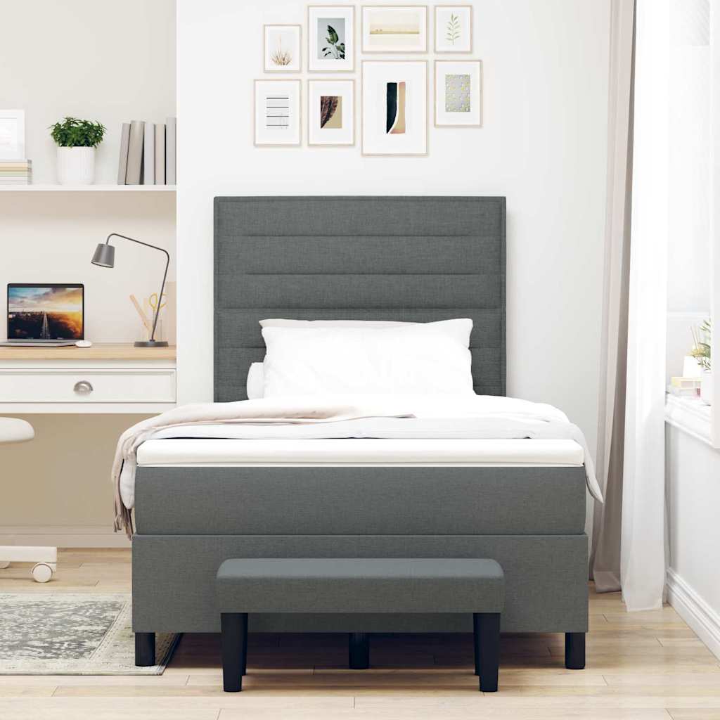 Krevet s opruga kutije Tamno siva 120 x 190 cm tkanina