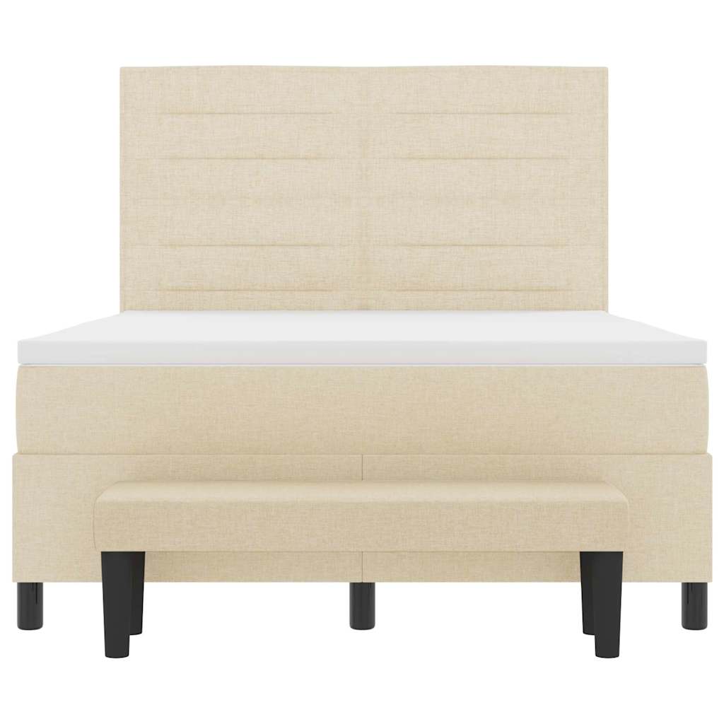 Krevet s opruga kutije s uzglavljem Krema 140 x 190 cm tkanina