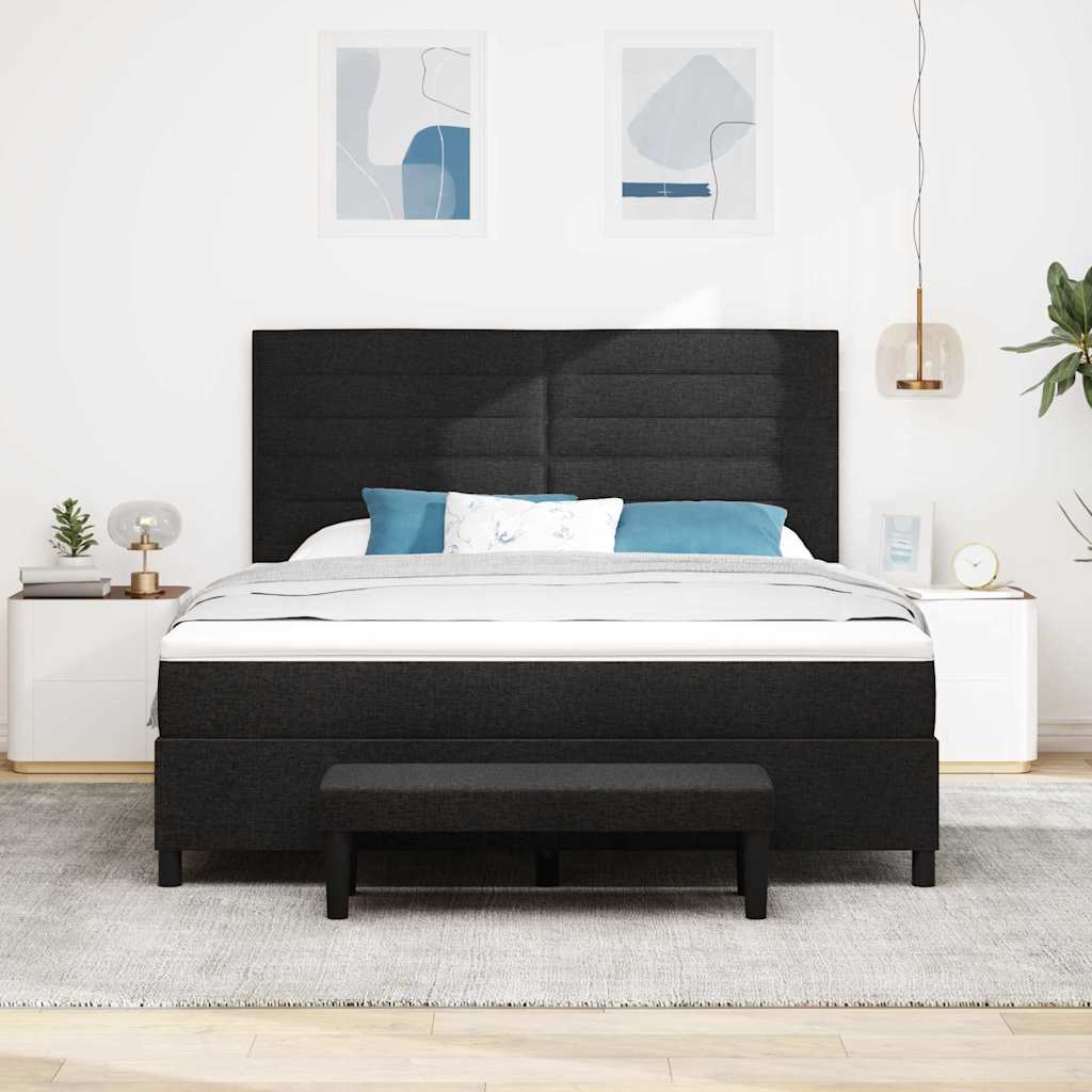 Krevet s opruga kutije s uzglavljem Crna 180 x 200 cm tkanina