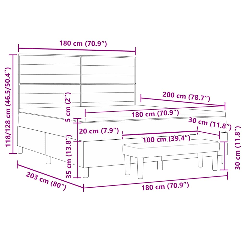 Krevet s opruga kutije s uzglavljem Crna 180 x 200 cm tkanina