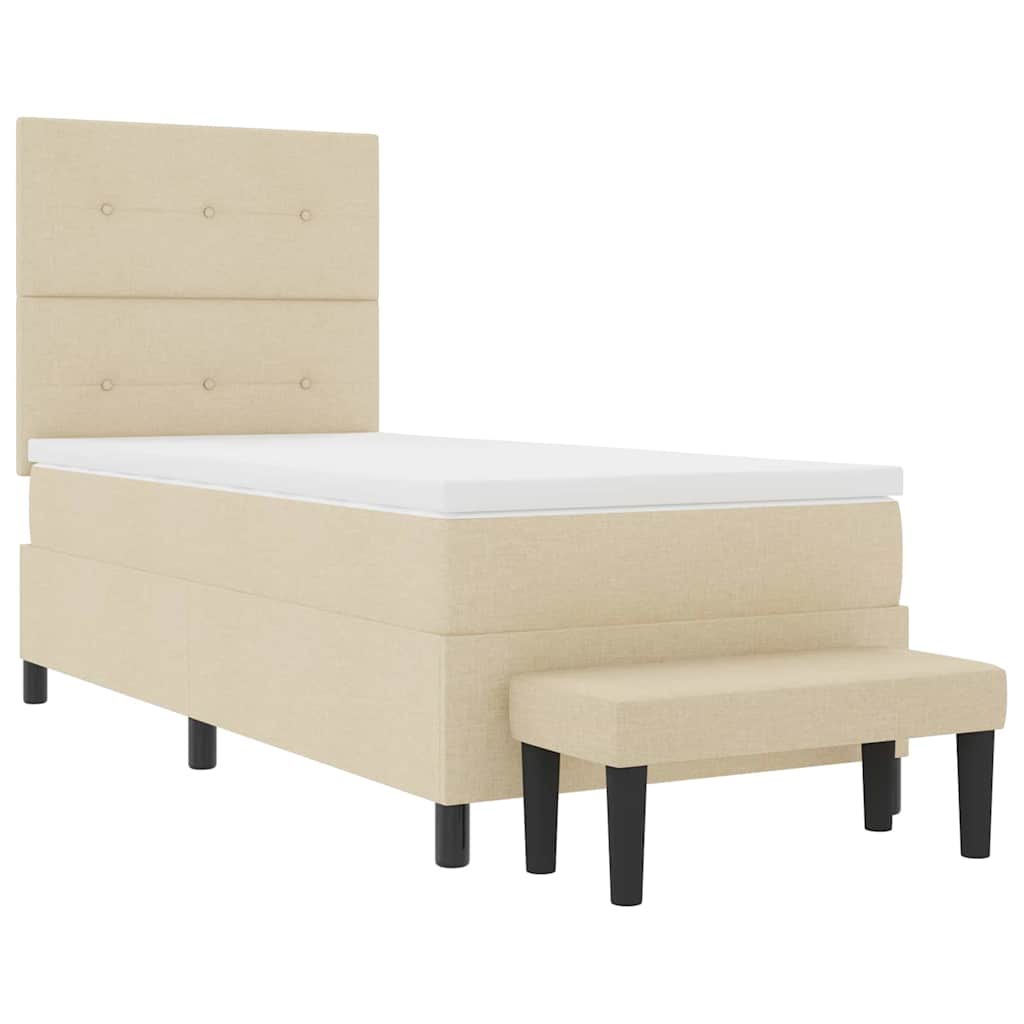 Krevet s opruga kutije s uzglavljem Krema 90 x 190 cm tkanina
