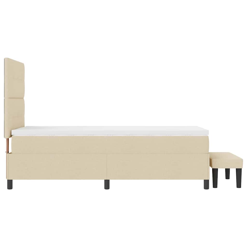 Krevet s opruga kutije s uzglavljem Krema 90 x 190 cm tkanina