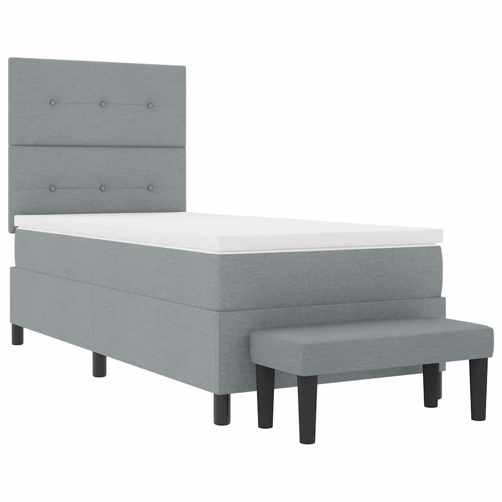 Krevet s opruga kutije Svijetlo siva 90 x 200 cm tkanina