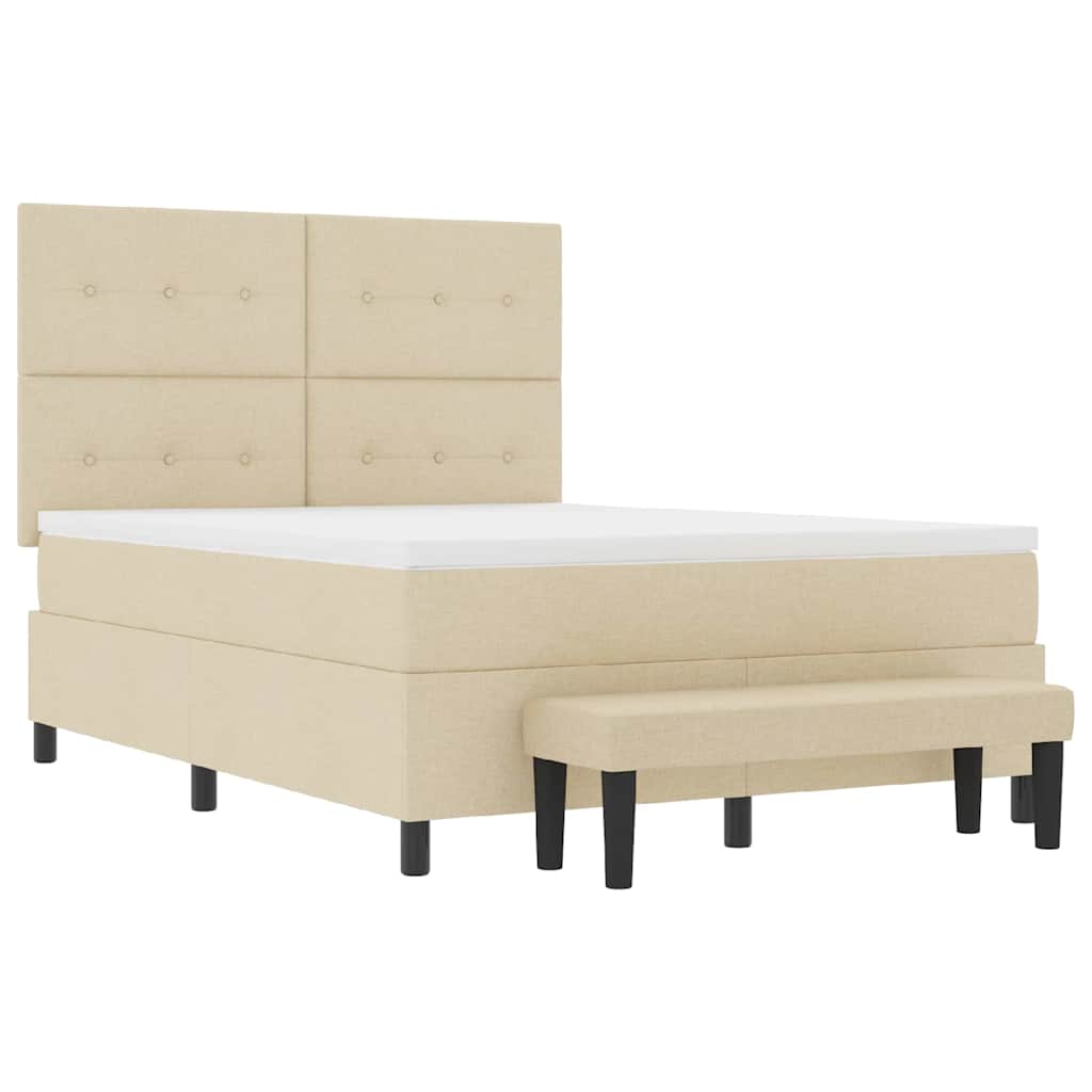 Krevet s opruga kutije s madracem Krema 140 x 200 cm tkanina