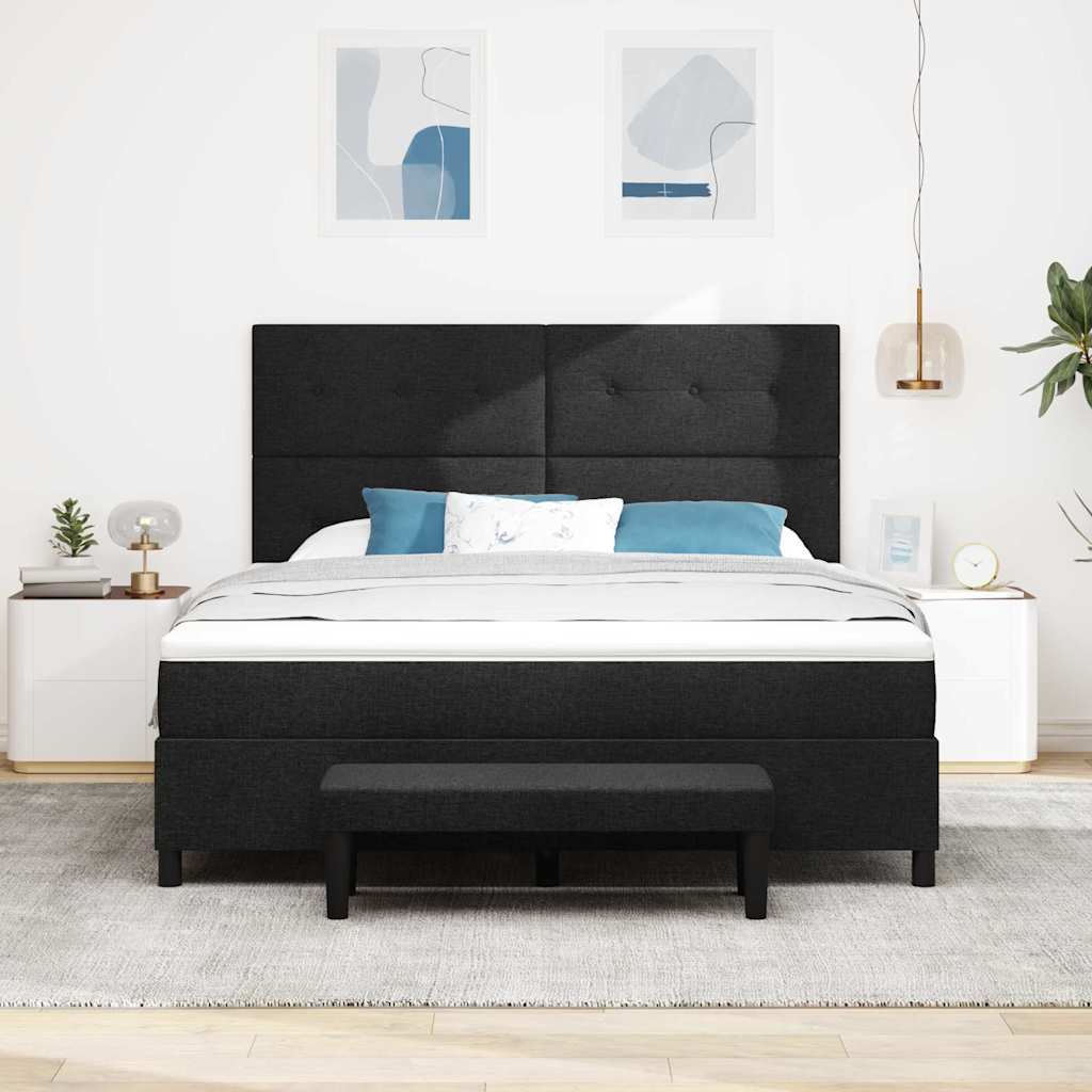 Krevet s opruga kutije s uzglavljem Crna 180 x 200 cm tkanina