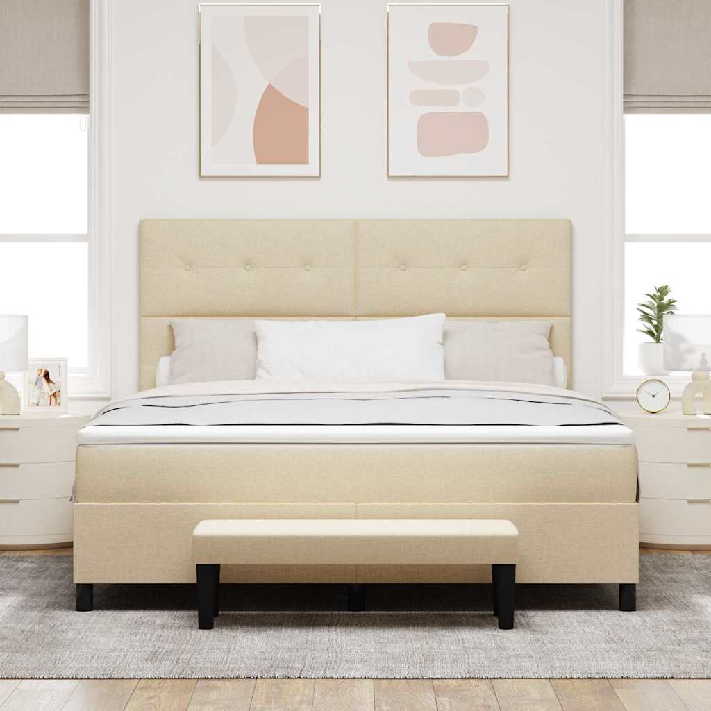 Krevet s opruga kutije s uzglavljem Krema 180 x 200 cm tkanina