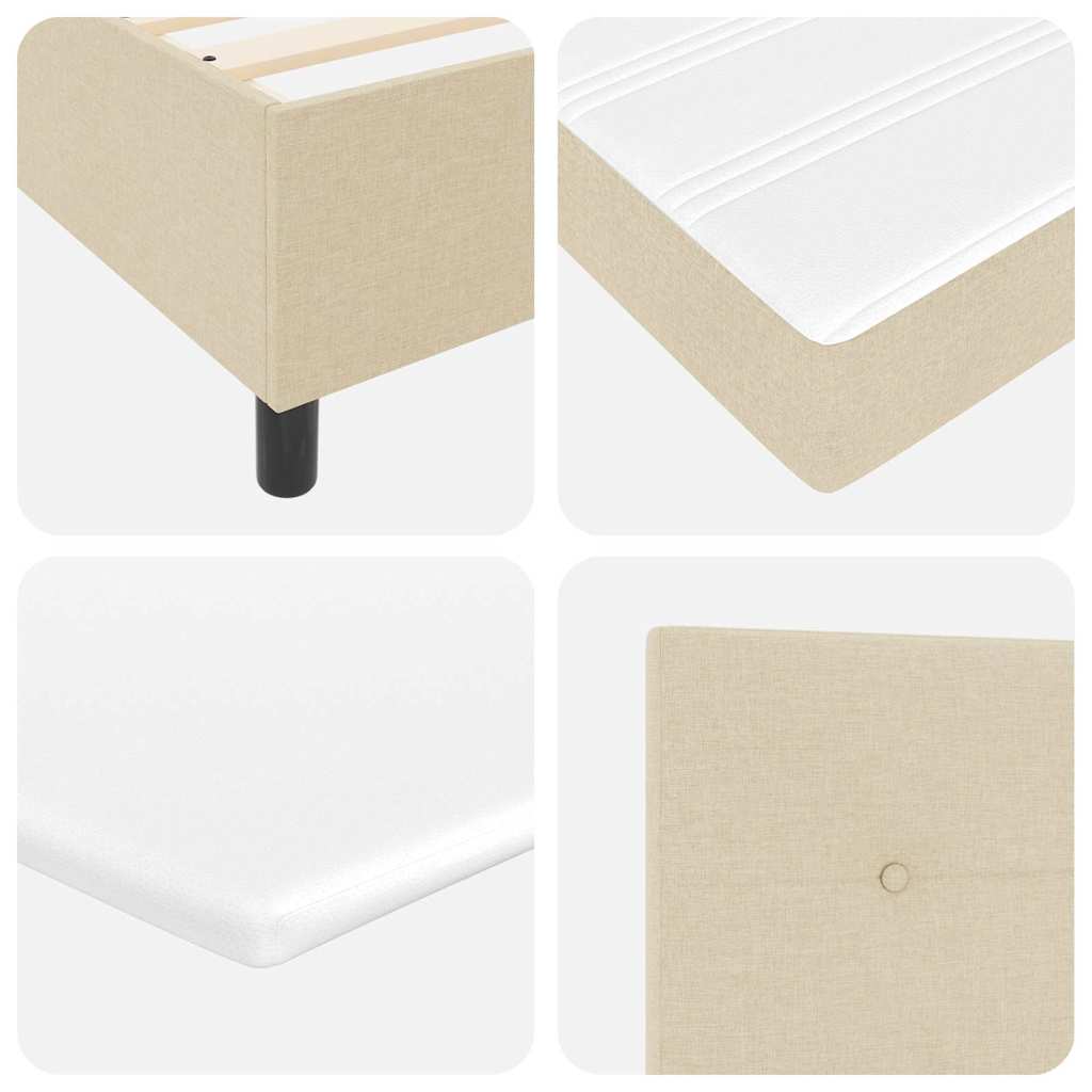 Krevet s opruga kutije s uzglavljem Krema 200 x 200 cm tkanina