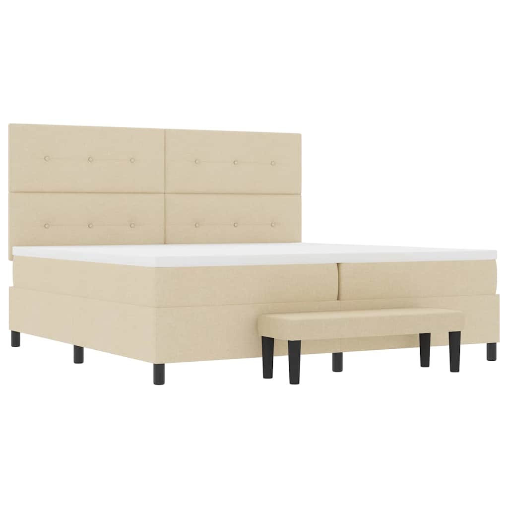 Krevet s opruga kutije s uzglavljem Krema 200 x 200 cm tkanina