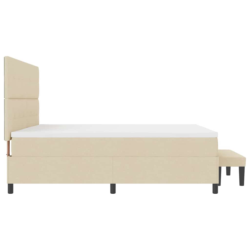 Krevet s opruga kutije s uzglavljem Krema 200 x 200 cm tkanina
