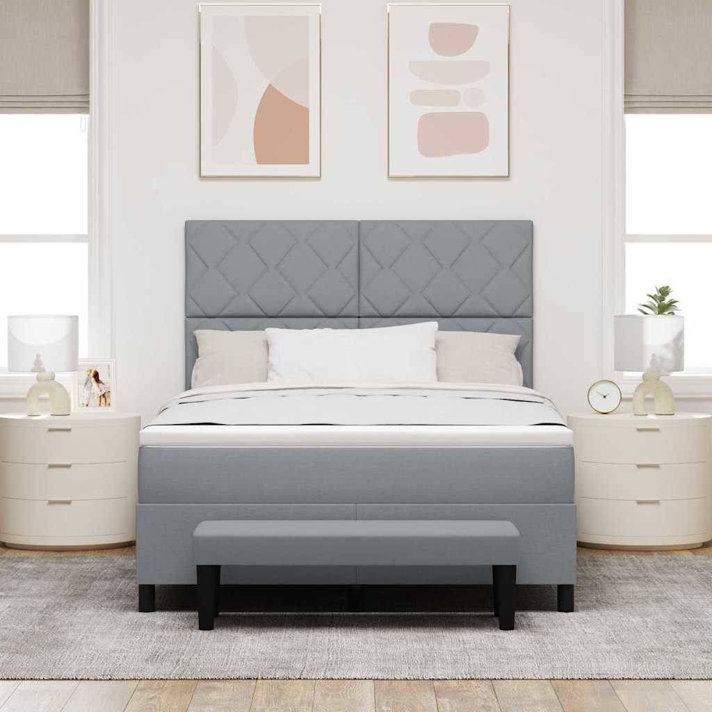 Krevet s opruga kutije Svijetlo siva 160 x 200 cm tkanina