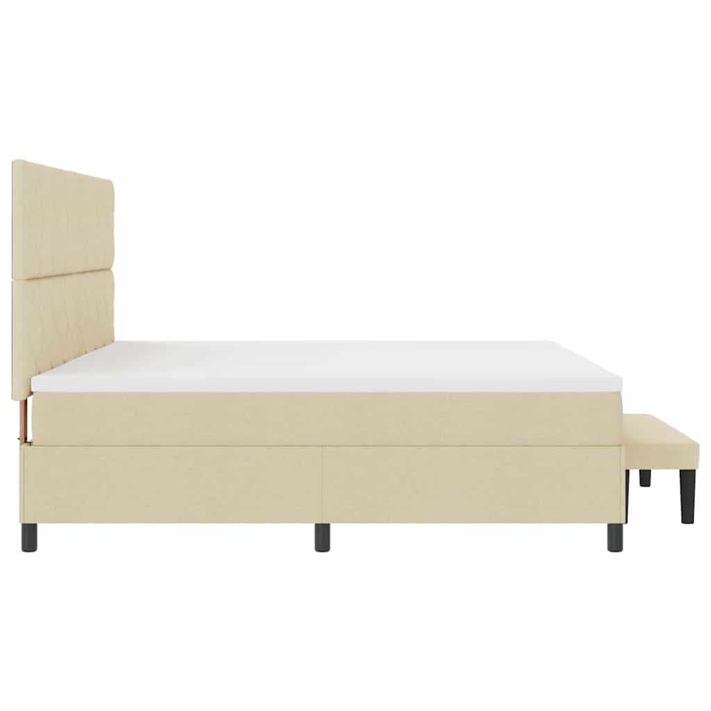 Krevet s opruga kutije s uzglavljem Krema 200 x 200 cm tkanina