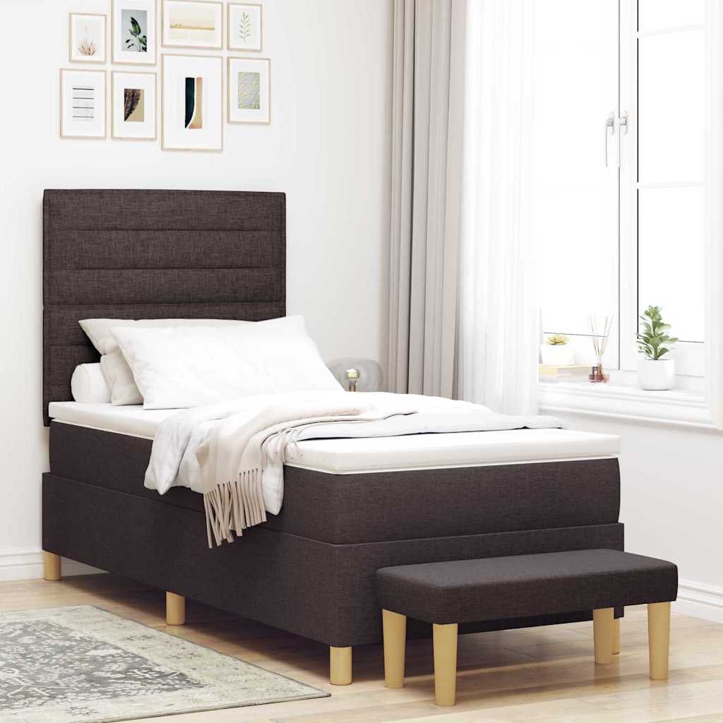 Krevet s opruga kutije Tamno smeđa 200 x 90 cm tkanina