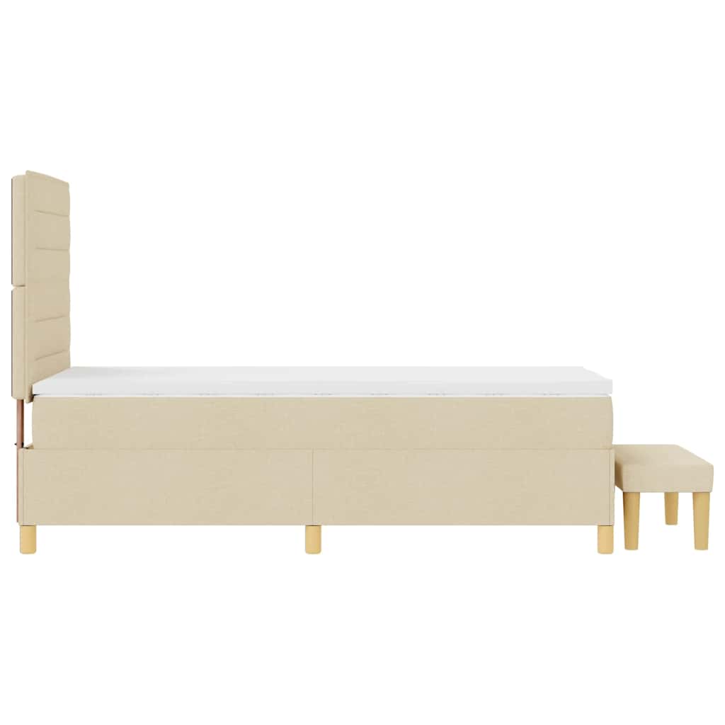 Krevet s opruga kutije s uzglavljem Krema 200 x 90 cm tkanina