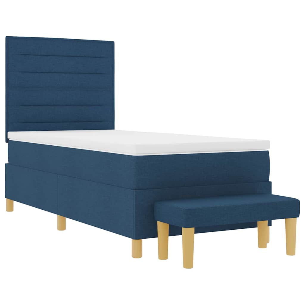 Krevet s opruga kutije s uzglavljem Plava 200 x 90 cm tkanina