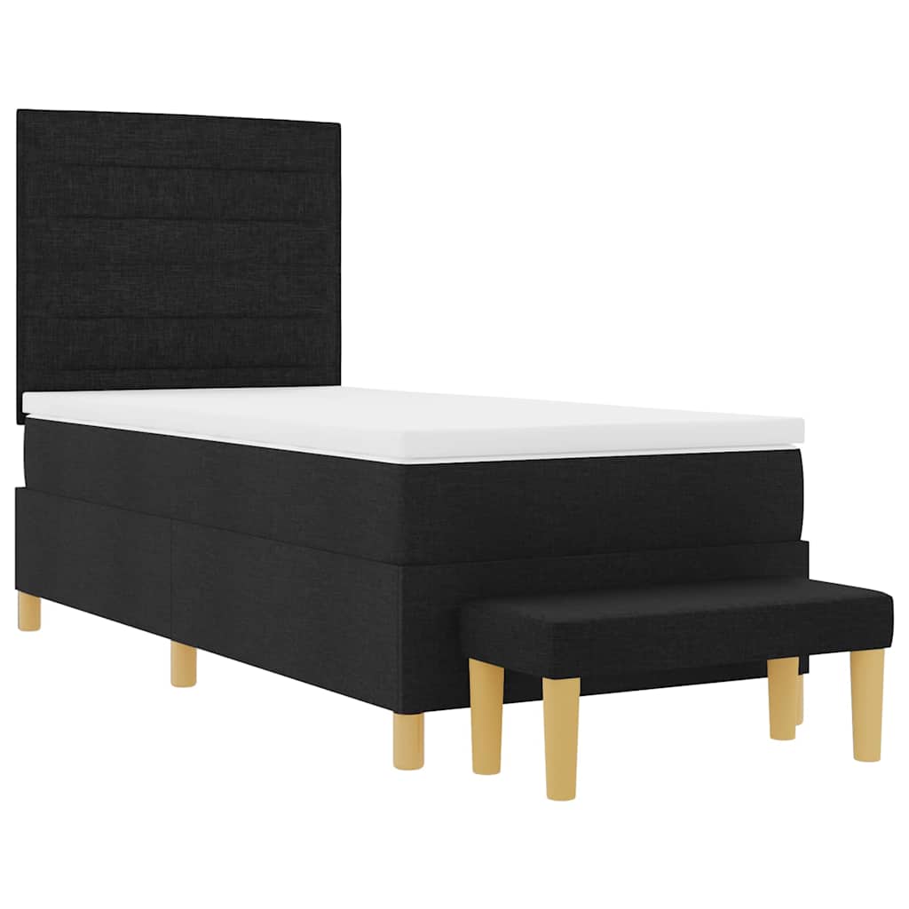 Krevet s opruga kutije s uzglavljem Crna 200 x 90 cm tkanina