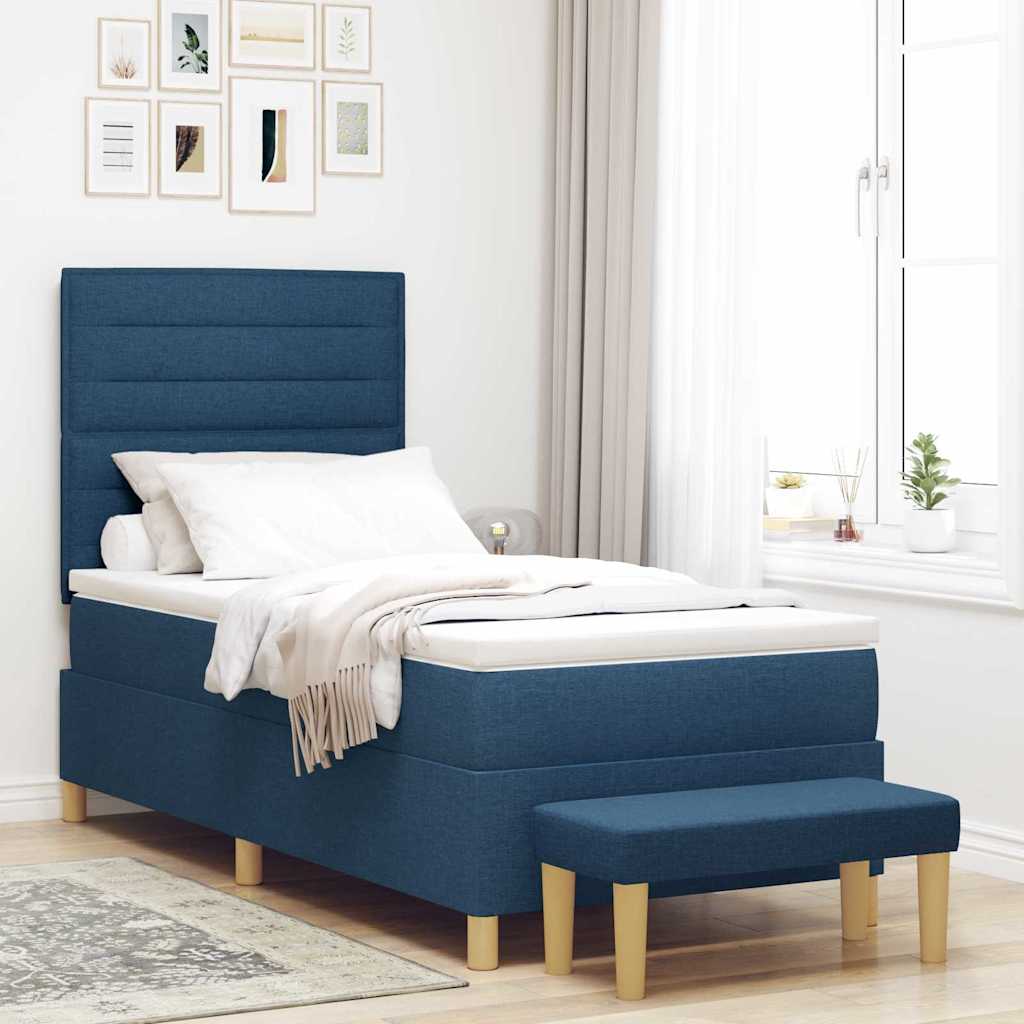 Krevet s opruga kutije s jastukom Plava 200 x 90 cm tkanina