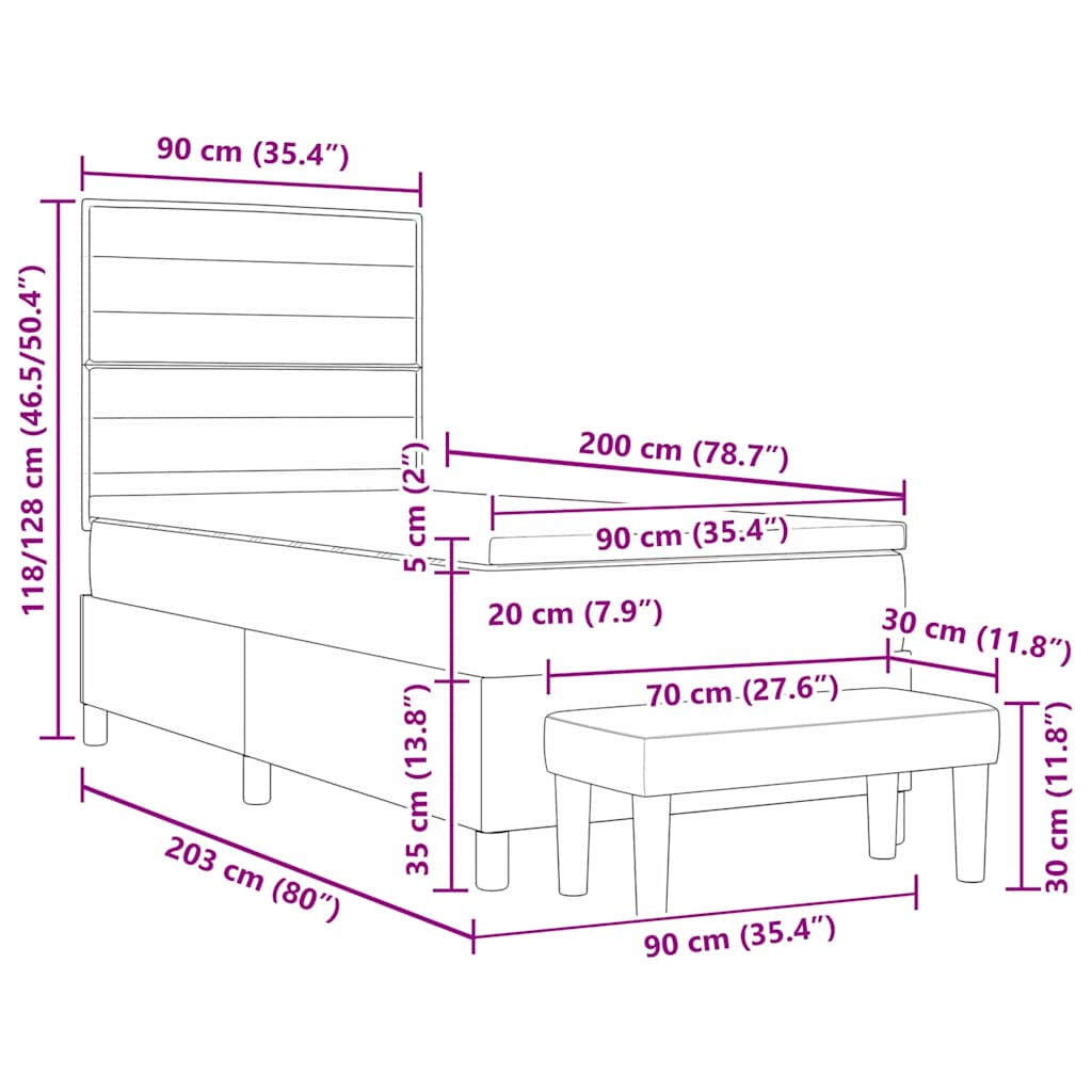 Krevet s opruga kutije s jastukom Plava 200 x 90 cm tkanina