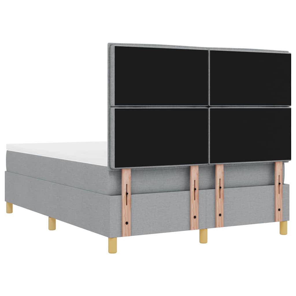 Krevet s opruga kutije Svijetlo siva 190 x 140 cm tkanina