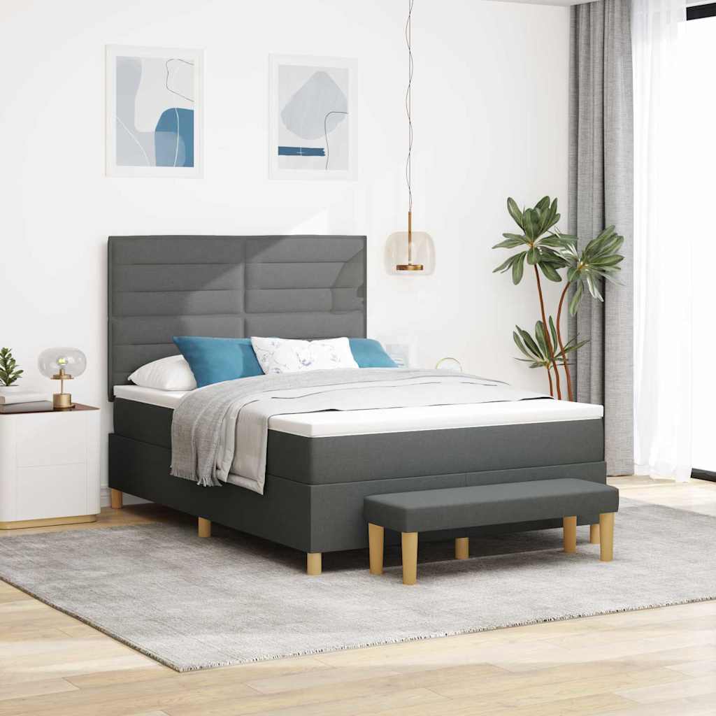 Krevet s opruga kutije Tamno siva 200 x 160 cm tkanina