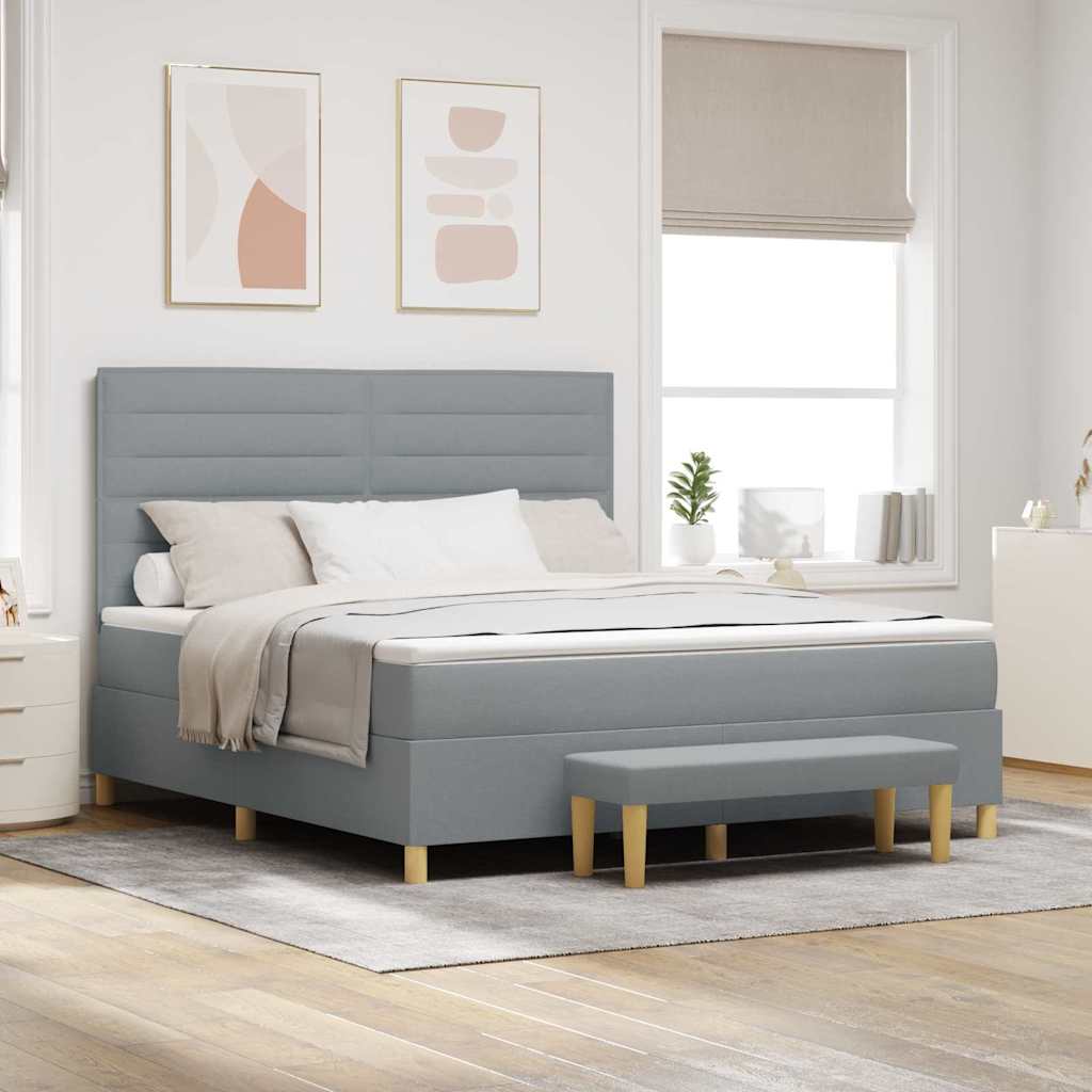 Krevet s opruga kutije Svijetlo siva 200 x 180 cm tkanina