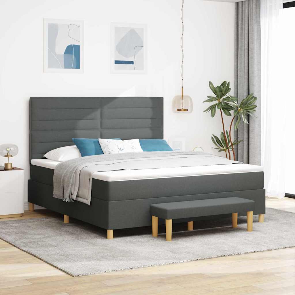 Krevet s opruga kutije Tamno siva 200 x 180 cm tkanina