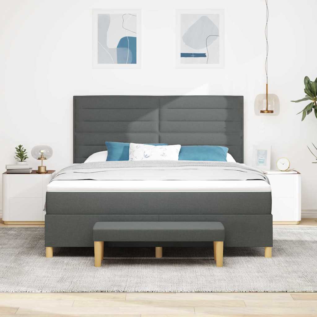 Krevet s opruga kutije Tamno siva 200 x 180 cm tkanina