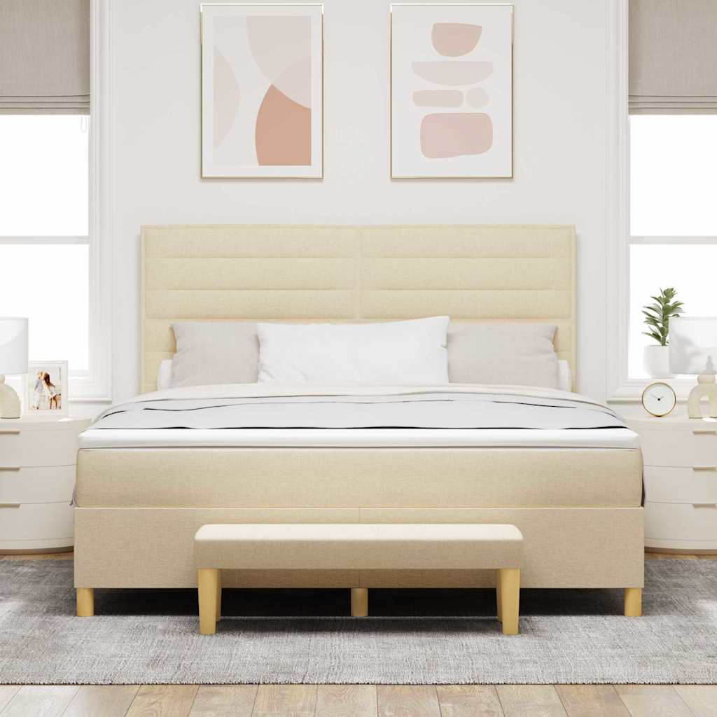 Krevet s opruga kutije s uzglavljem Krema 200 x 180 cm tkanina