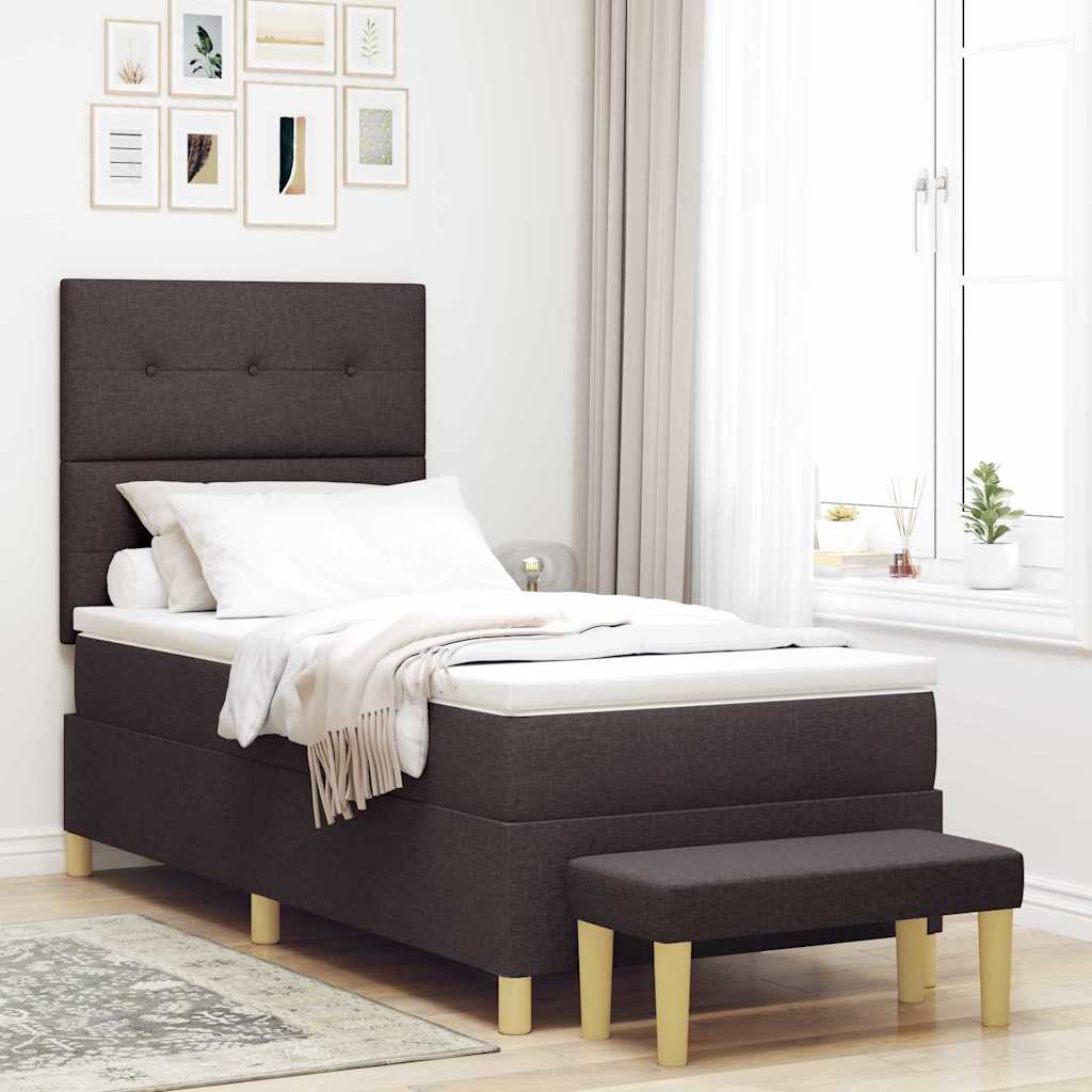 Krevet s opruga kutije Tamno smeđa 200 x 80 cm tkanina