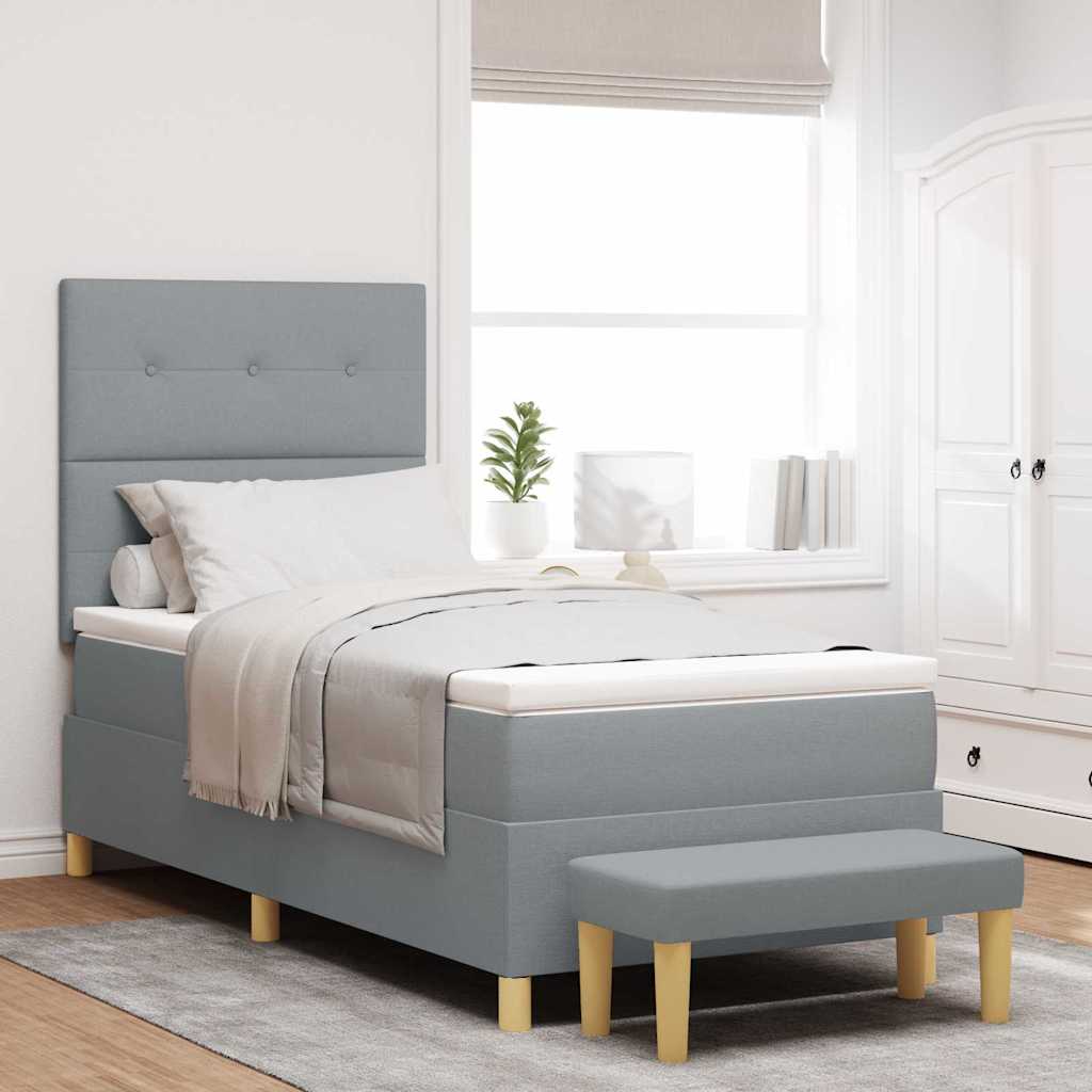 Krevet s opruga kutije Svijetlo siva 200 x 90 cm tkanina
