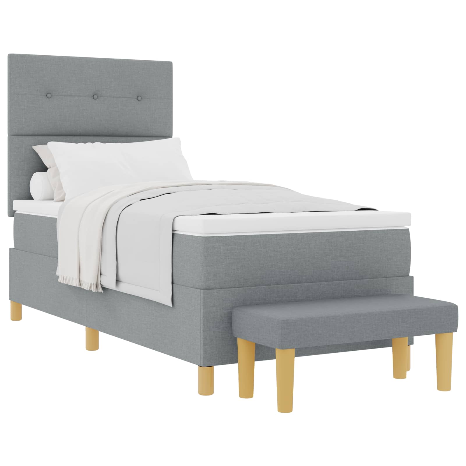 Krevet s opruga kutije Svijetlo siva 200 x 90 cm tkanina