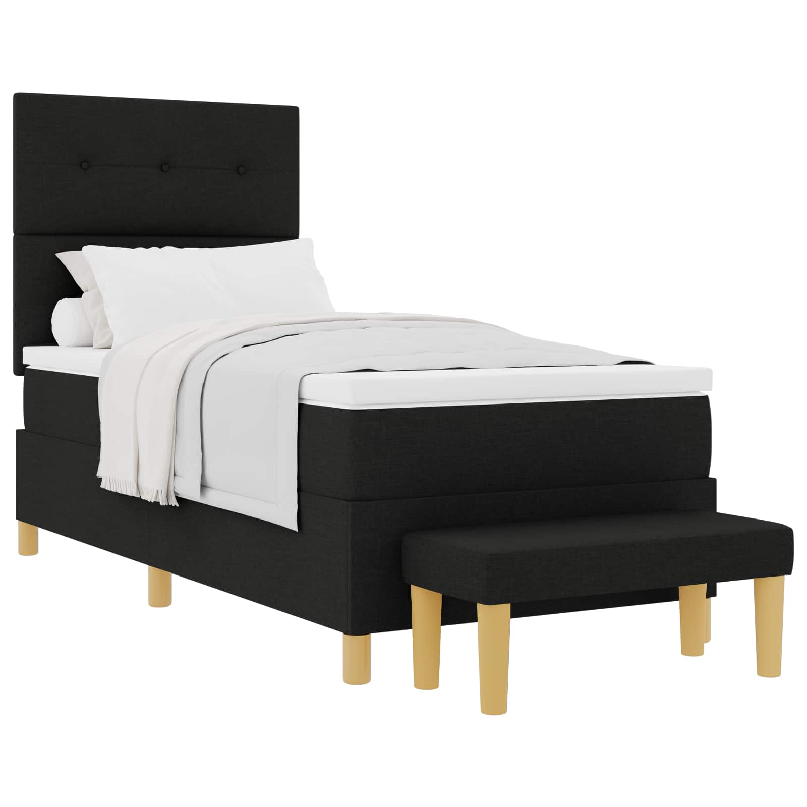 Krevet s opruga kutije s uzglavljem Crna 200 x 90 cm tkanina
