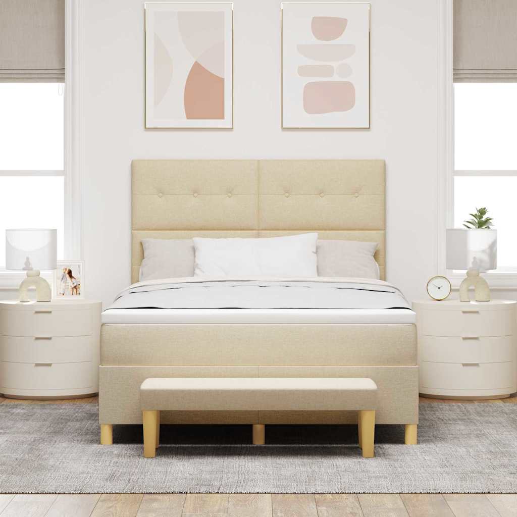 Krevet s opruga kutije s uzglavljem Krema 140 x 190 cm tkanina