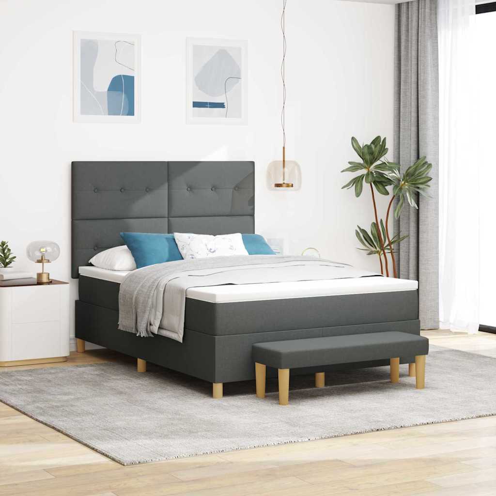 Krevet s opruga kutije Tamno siva 200 x 140 cm tkanina