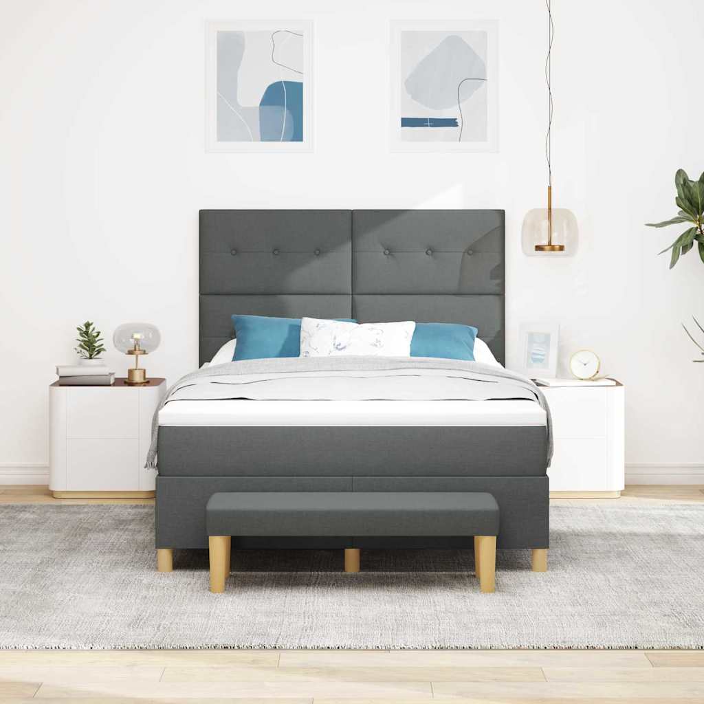 Krevet s opruga kutije Tamno siva 200 x 140 cm tkanina