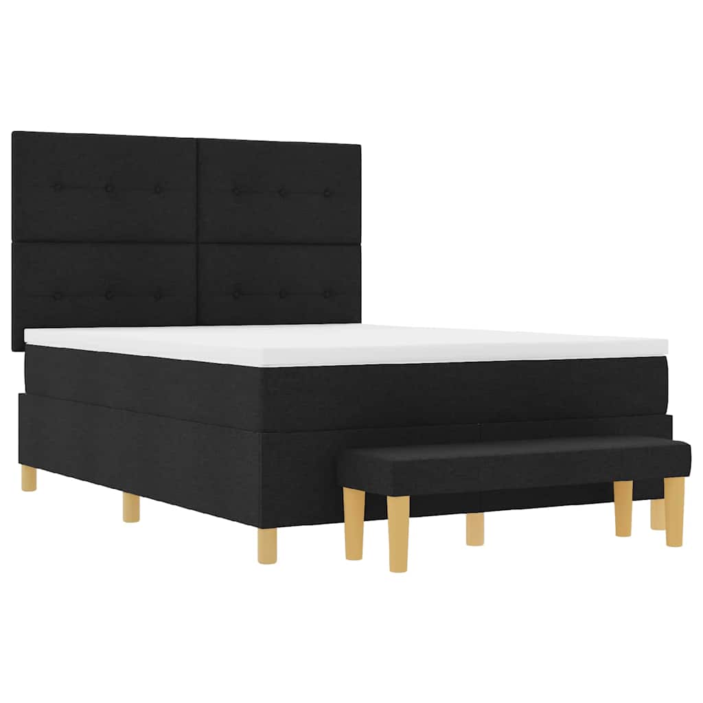Krevet s opruga kutije s uzglavljem Crna 200 x 140 cm tkanina