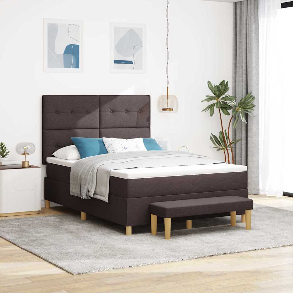 Krevet s opruga kutije Tamno smeđa 200 x 140 cm tkanina