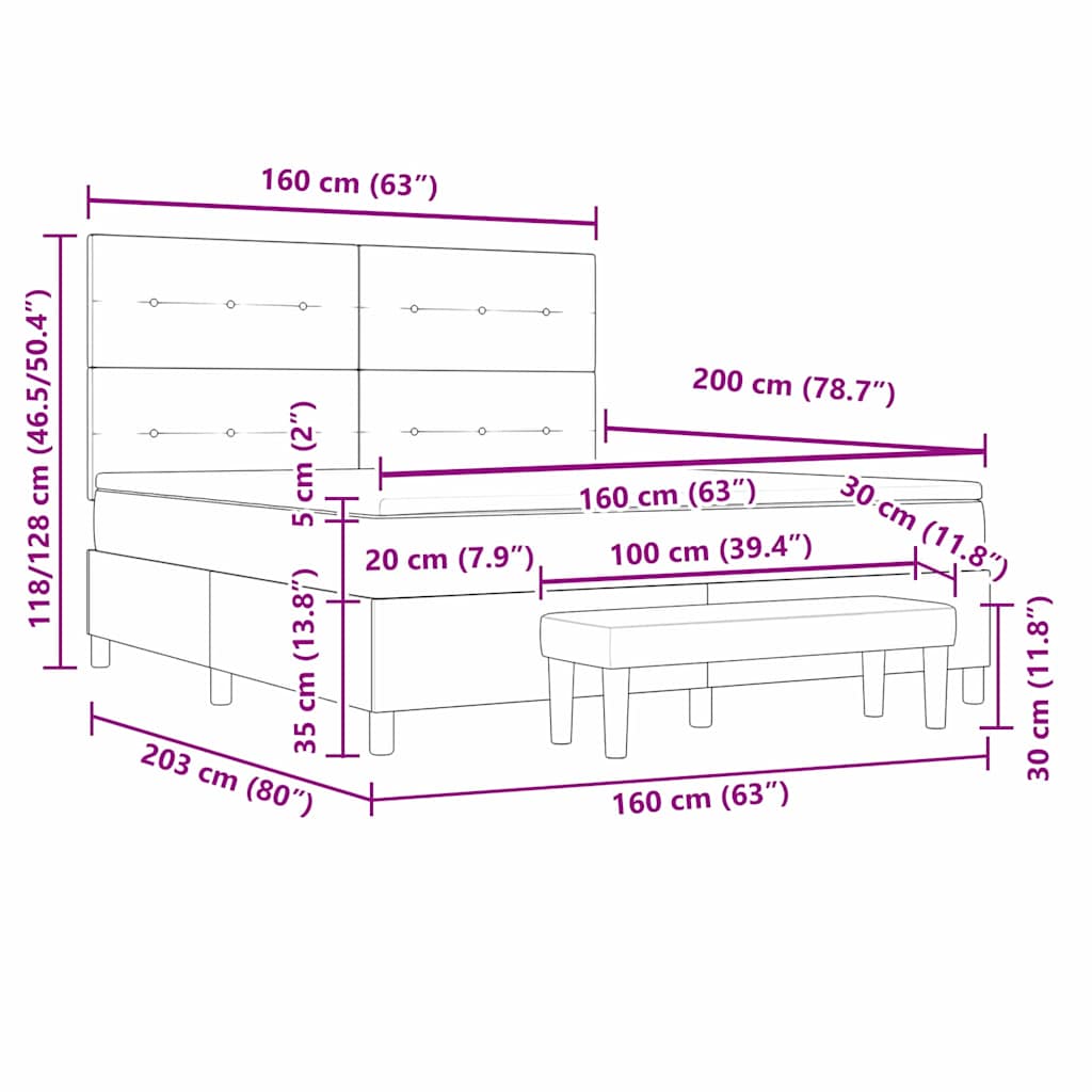 Krevet s opruga kutije Svjetlosiva 200 x 160 cm tkanina