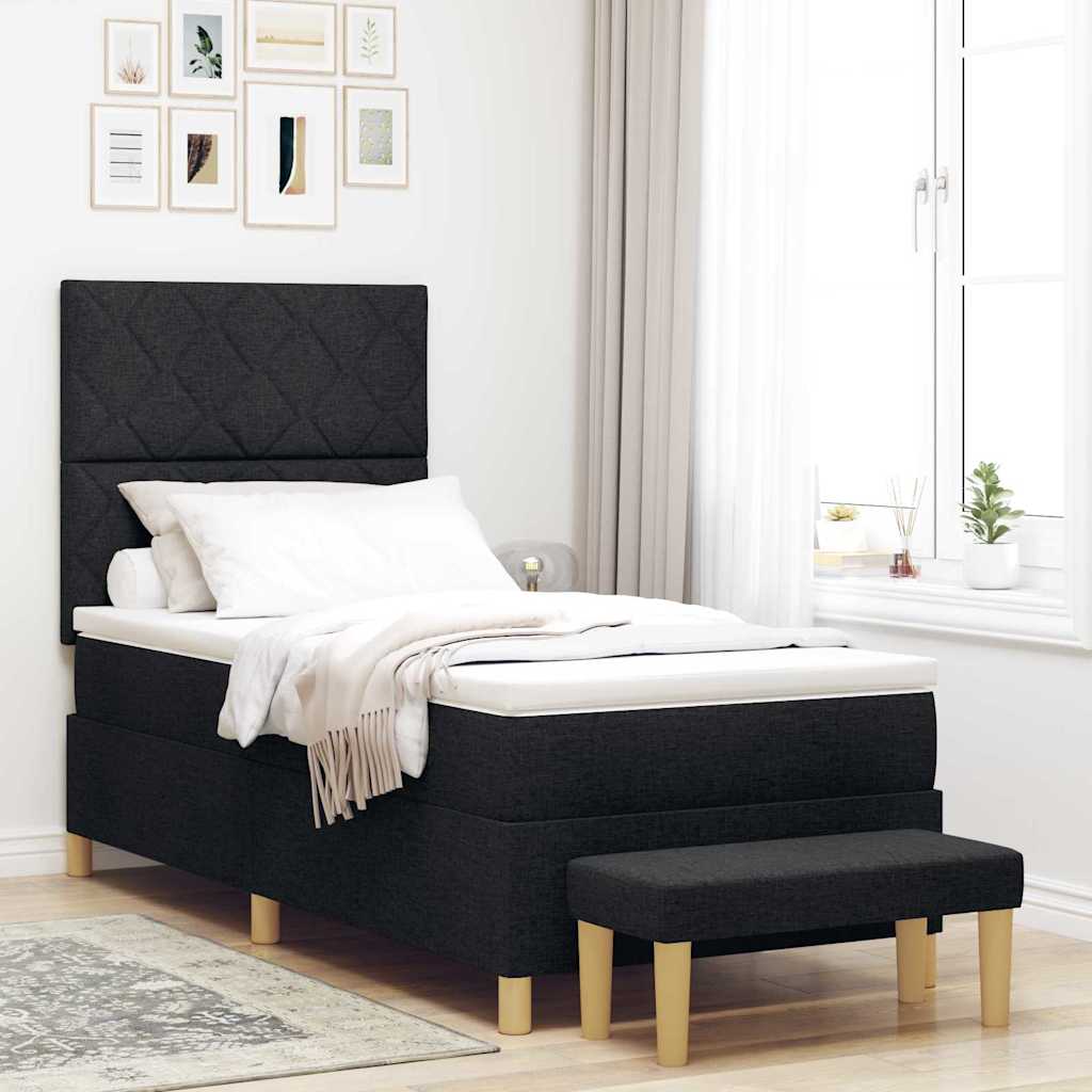 Krevet s opruga kutije s jastukom Crna 200 x 100 cm tkanina