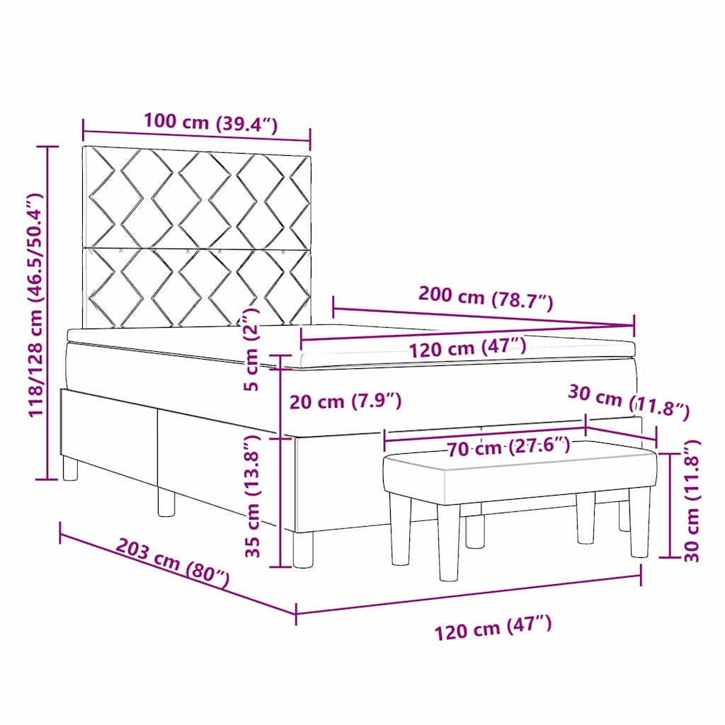 Krevet s opruga kutije Svjetlosiva 200 x 120 cm tkanina