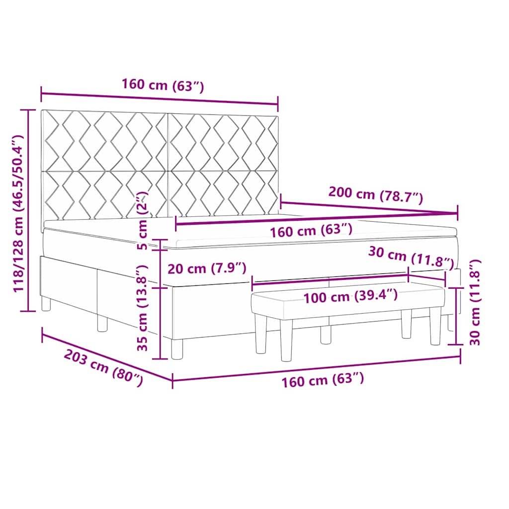 Krevet s opruga kutije Svjetlosiva 200 x 160 cm tkanina