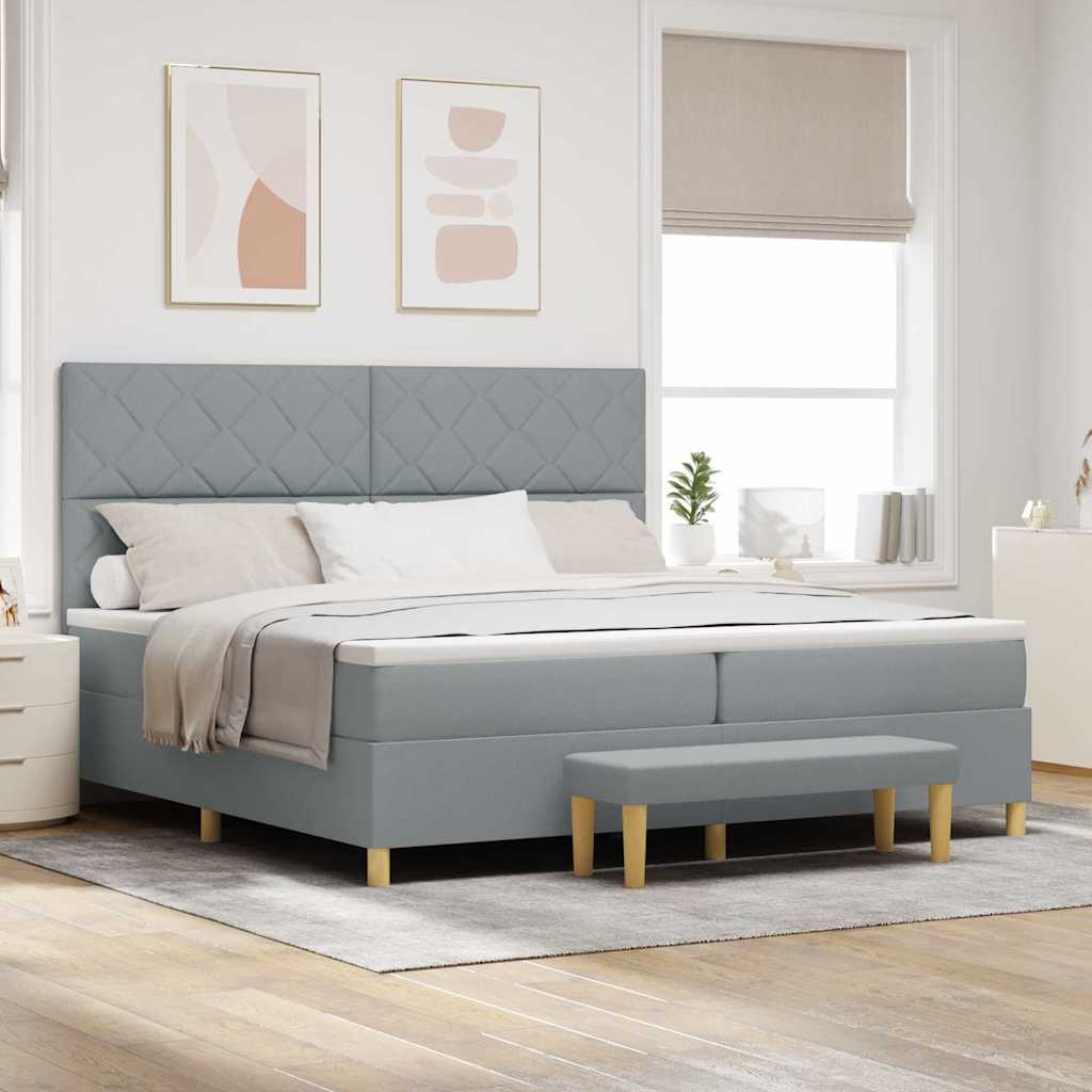 Krevet s opruga kutije Svjetlosiva 200 x 200 cm tkanina