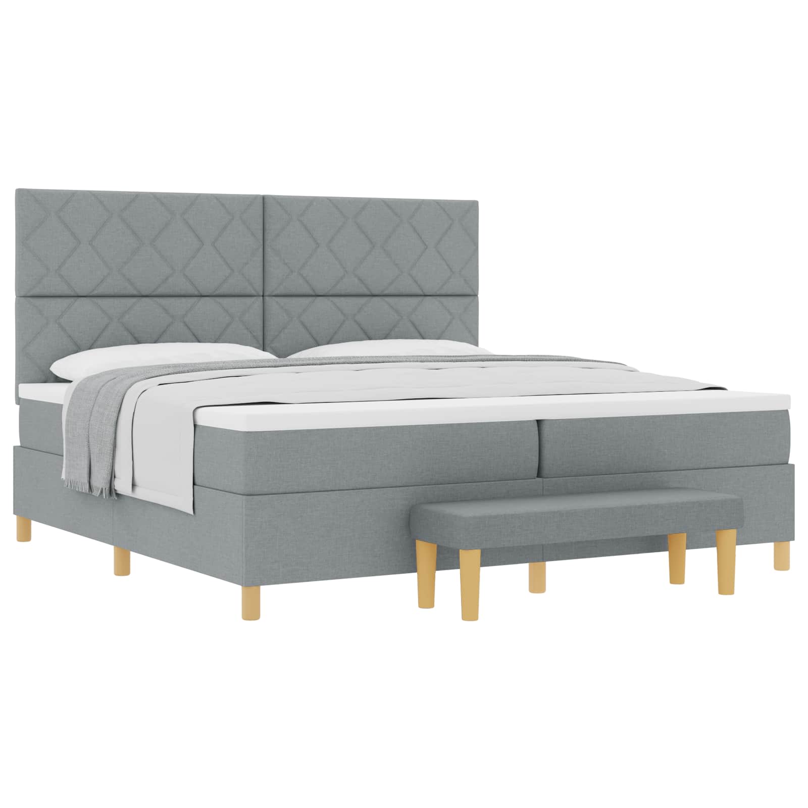 Krevet s opruga kutije Svjetlosiva 200 x 200 cm tkanina