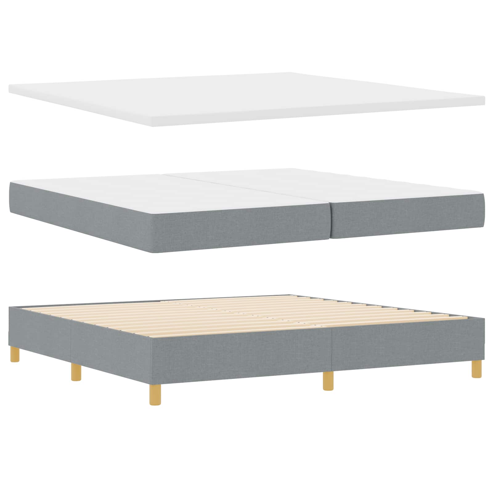 Krevet s opruga kutije Svjetlosiva 200 x 200 cm tkanina