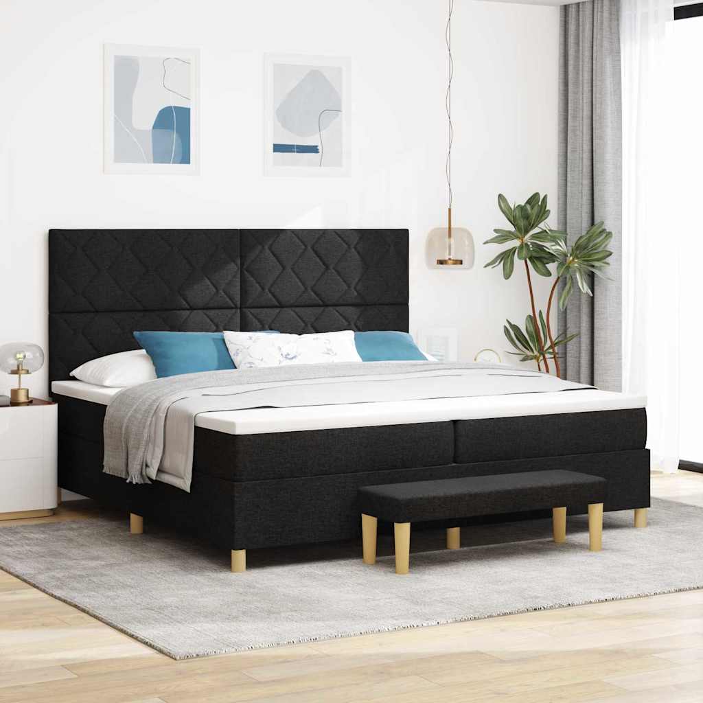 Krevet s opruga kutije s uzglavljem Crna 200 x 200 cm tkanina