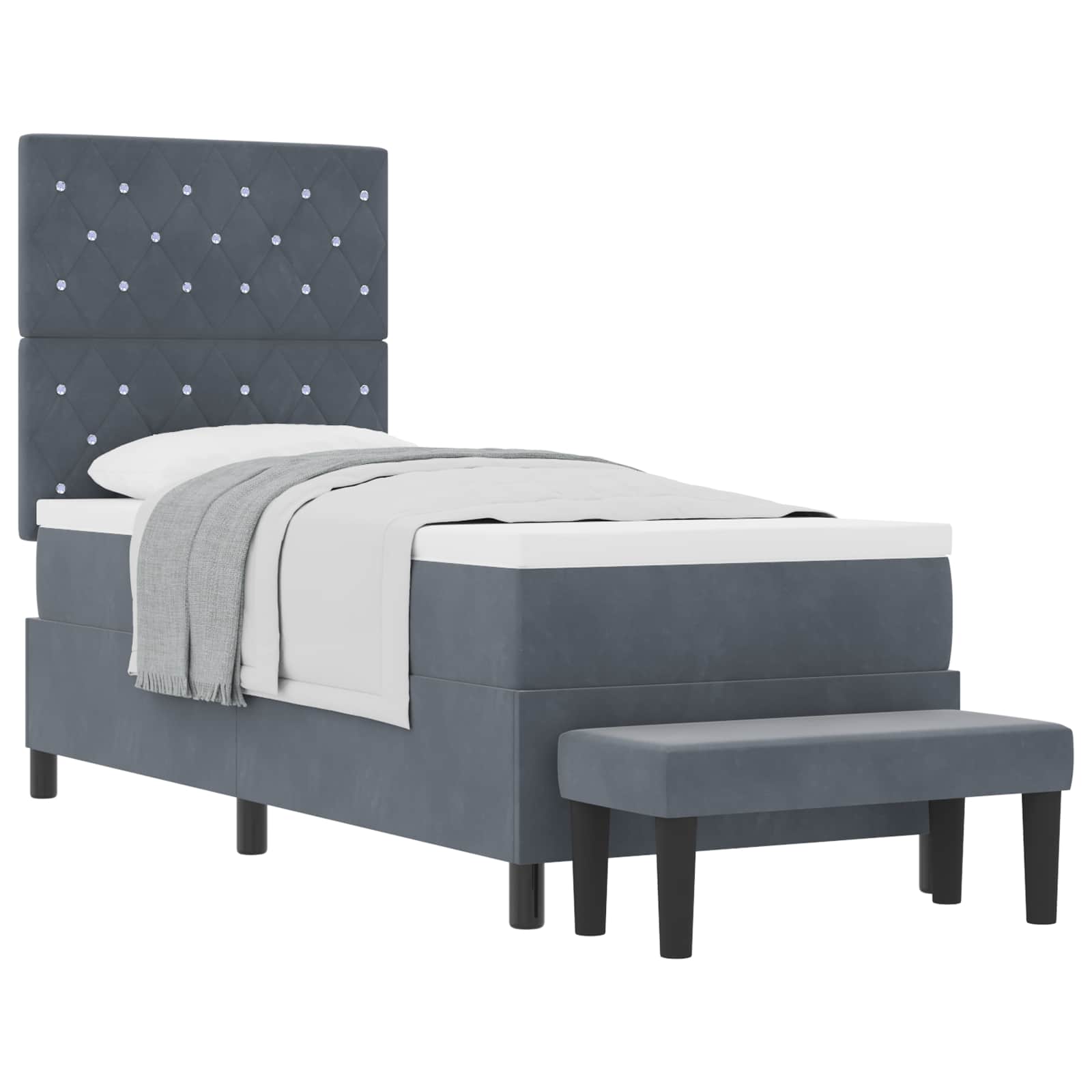 Krevet s opruga kutije Tamno siva 200 x 80 cm Baršun