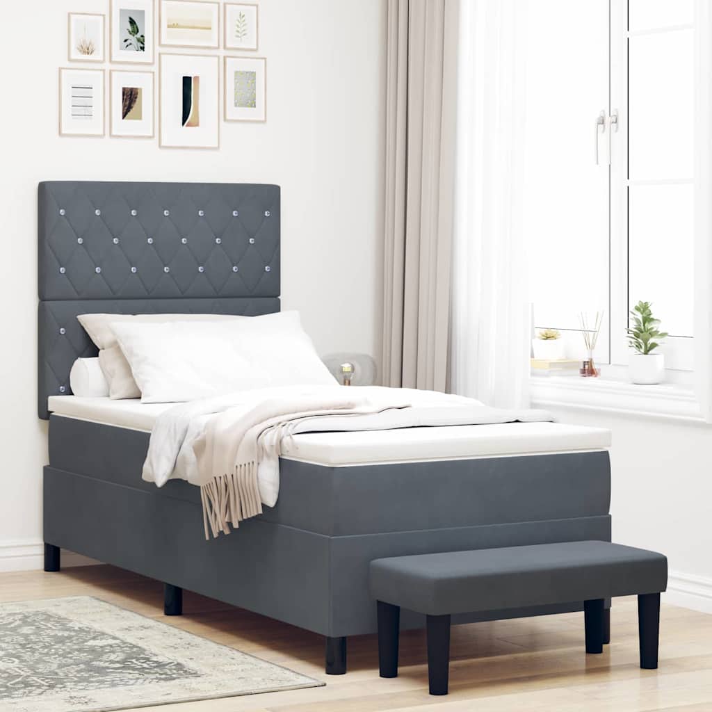 Krevet s opruga kutije Tamno siva 200 x 90 cm Baršun
