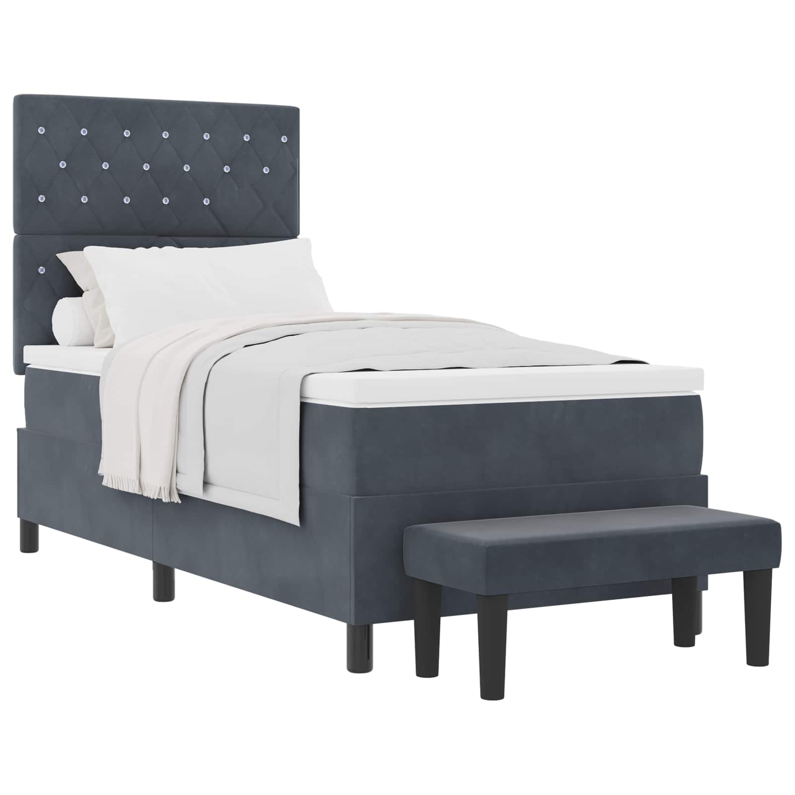 Krevet s opruga kutije Tamno siva 200 x 90 cm Baršun