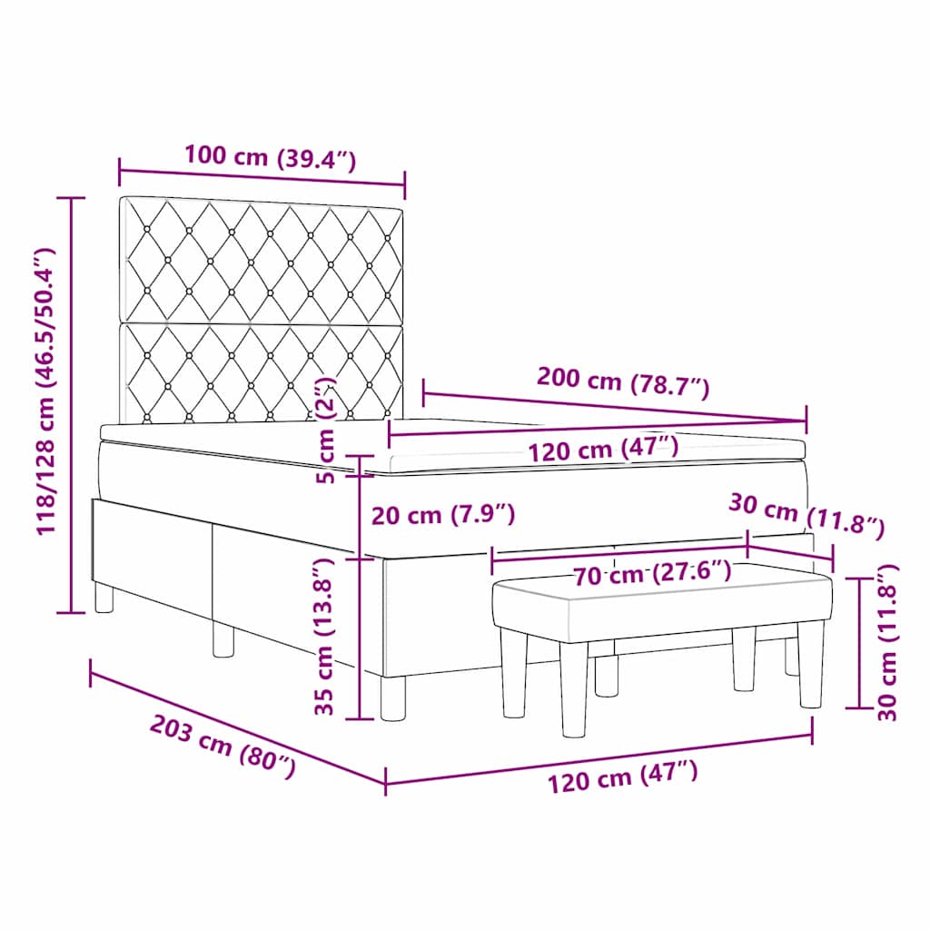 Krevet s opruga kutije Tamnozelena 200 x 120 cm Baršun