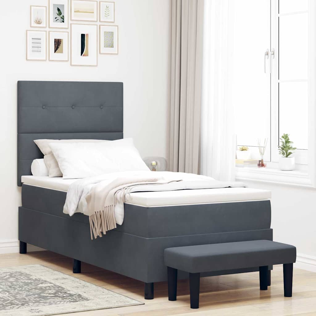 Krevet s opruga kutije Tamno siva 200 x 80 cm Baršun